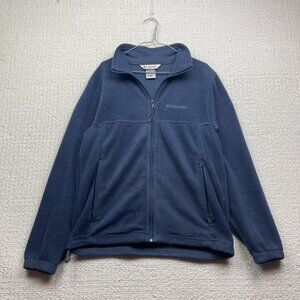 Columbia Navy Blue Polar Fleece Full Zip Jacket Men M Outdoor Hiking Winter Ski